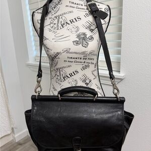 Timberland Black Leather Briefcase Crossbody